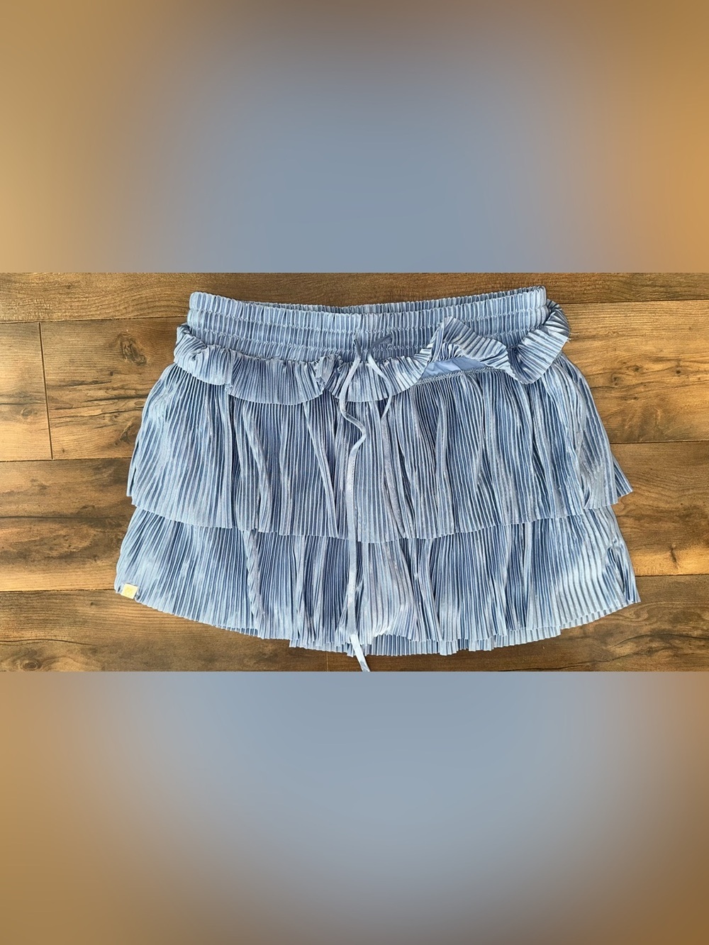 Simply Southern Blue Pleated Tiered Skort NWT Medium Ruffle Pull-On